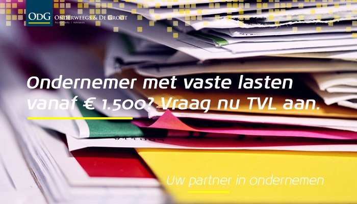 Bent u ondernemer en liggen uw vaste lasten tussen 1.500 en 3.000 euro? Dan kunt u nu voor het eerst ook de Tegemoetkoming Vaste Lasten (TVL) aanvragen. Lees verder op onze website voor meer informatie over de TVL.

odg-accountants.nl/ondernemer-met…