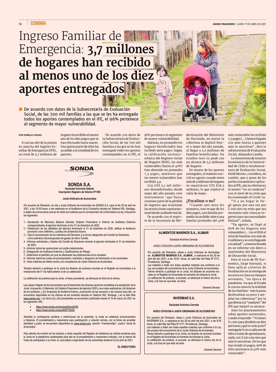 Alejandra Candia Diaz S Tweet Hoy En Dfinanciero 3 7 Millones De Hogares Han Accedido Al Ingresodeemergencia Llegando Con Mas Fuerza En Aquellas Familias Mas Vulnerables El 96 De Los Hogares Que