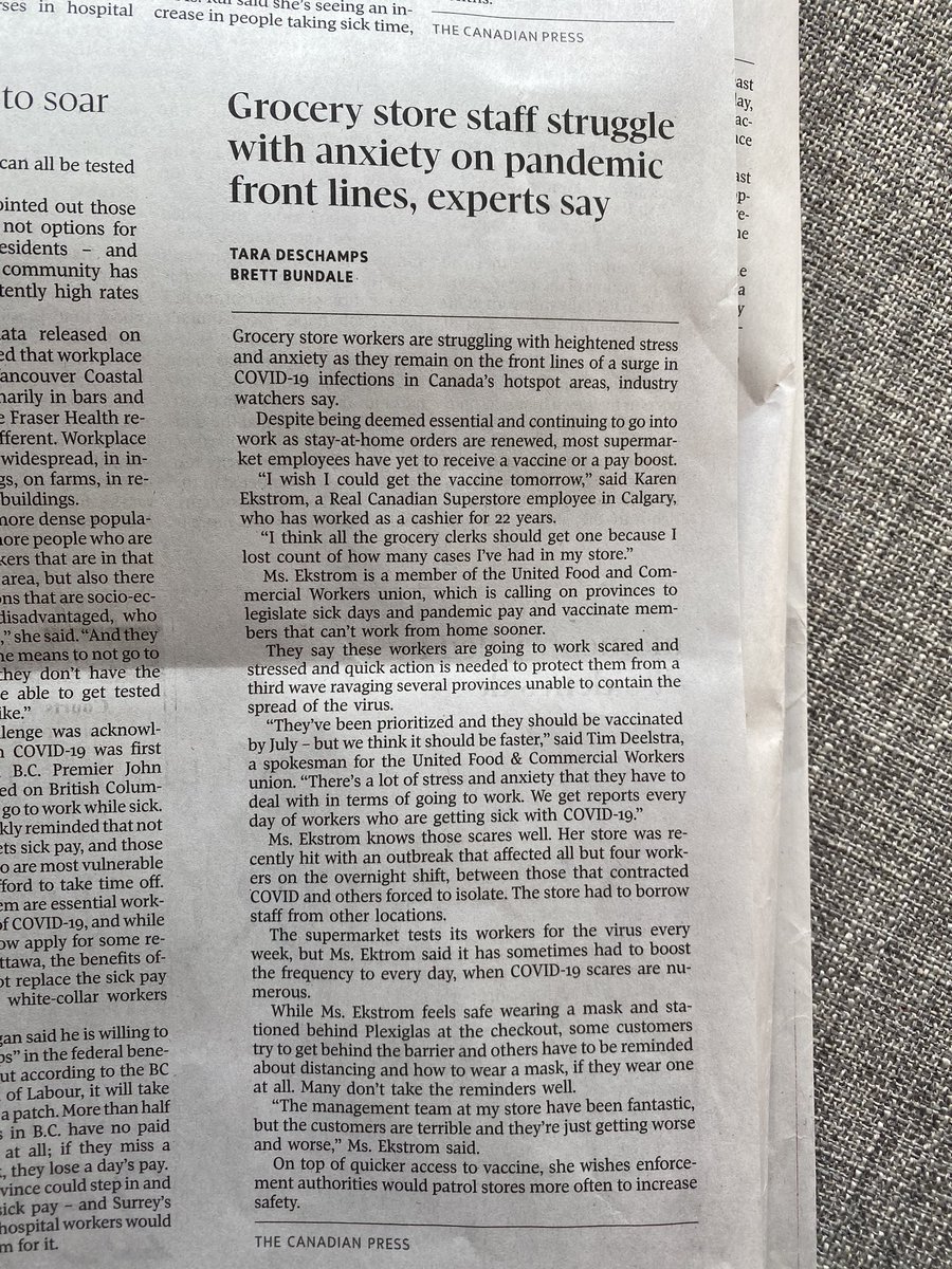 I would love for someone at <a href="/loblawco/">Loblaw Companies</a> to reconcile these two articles in today’s <a href="/globeandmail/">The Globe and Mail</a>. 

Make me feel better and tell me what you’re doing for staff to protect their health. 
It’ll comfort us all knowing you’re doing right by your staff.
<a href="/tara_deschamps/">Tara Deschamps</a> / <a href="/davidmilstead/">David Milstead 🇺🇦</a>