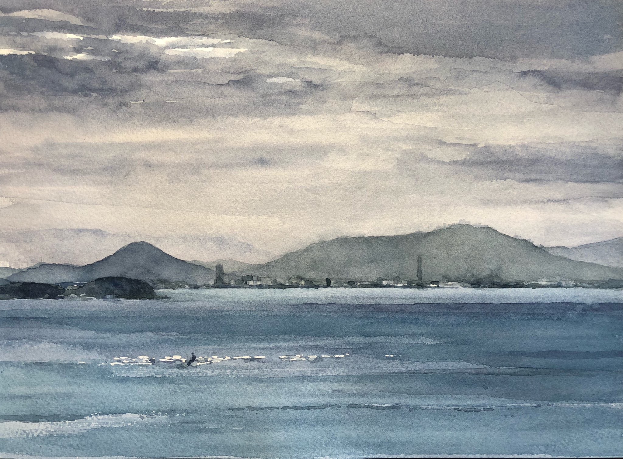 Mouen 님의 트위터 自分の創作あるある 雨降りそうな Watercolor 水彩画 曇り空 T Co Quk4htmqke 트위터