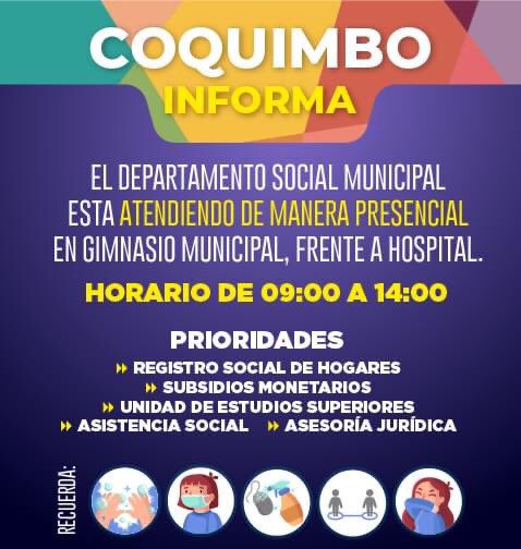 👉🏻Vecinos y vecinas, les recordamos que nuestro Departamento Social se encuentra atendiendo de manera presencial en dependencias del Estadio Techado Municipal Perfecto Arturo López.

Más información 👇🏻