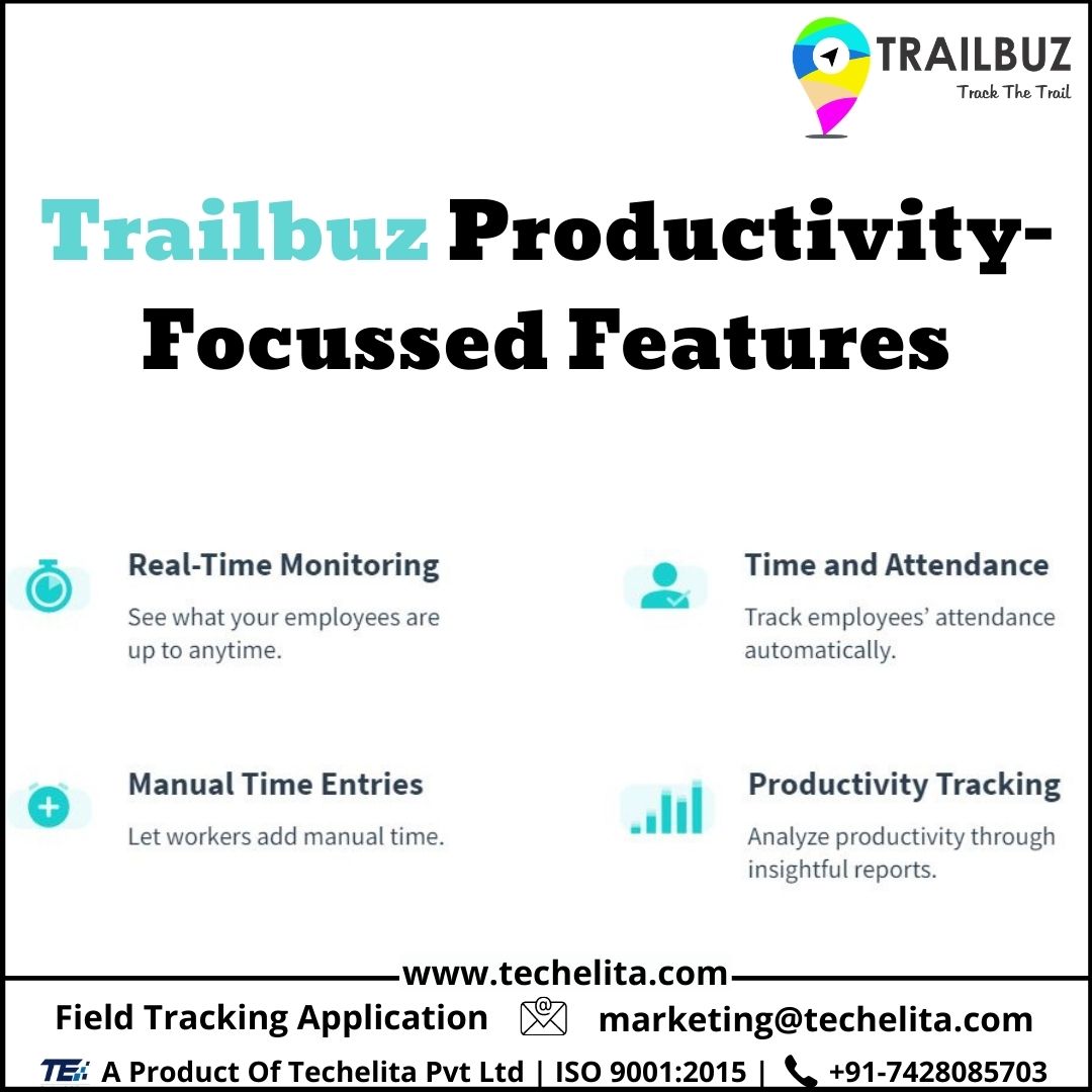 Get productivity focussed features with Trailbuz

techelita.com 

#employeeengagement #employeetracking #Analytics #softwaredevelopmentcompany #trackingsystems #savemoney