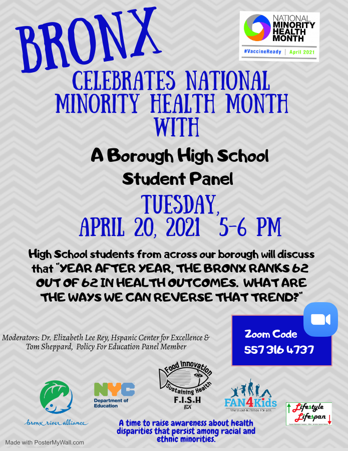 TOMORROW, tune in and hear High School students' perspective on health issues effecting us. #MinorityHealthMonth @BxSuptTobia