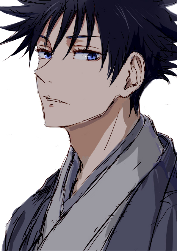 fushiguro megumi 1boy male focus solo spiked hair black hair japanese clothes blue eyes  illustration images