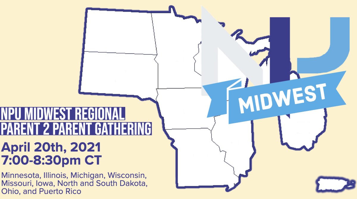 NationalParents's tweet photo. TOMORROW at 7pm CT: Join NPU's delegates from the midwest and Puerto Rico for the first #Parent2Parent gathering of the region! Minnesota, Illinois, Michigan, Wisconsin, Missouri, Iowa, North and South Dakota, Ohio, and Puerto Rico: where YOU at? REGISTER: https://t.co/p2X0EZt2OY https://t.co/p0bAekrygp