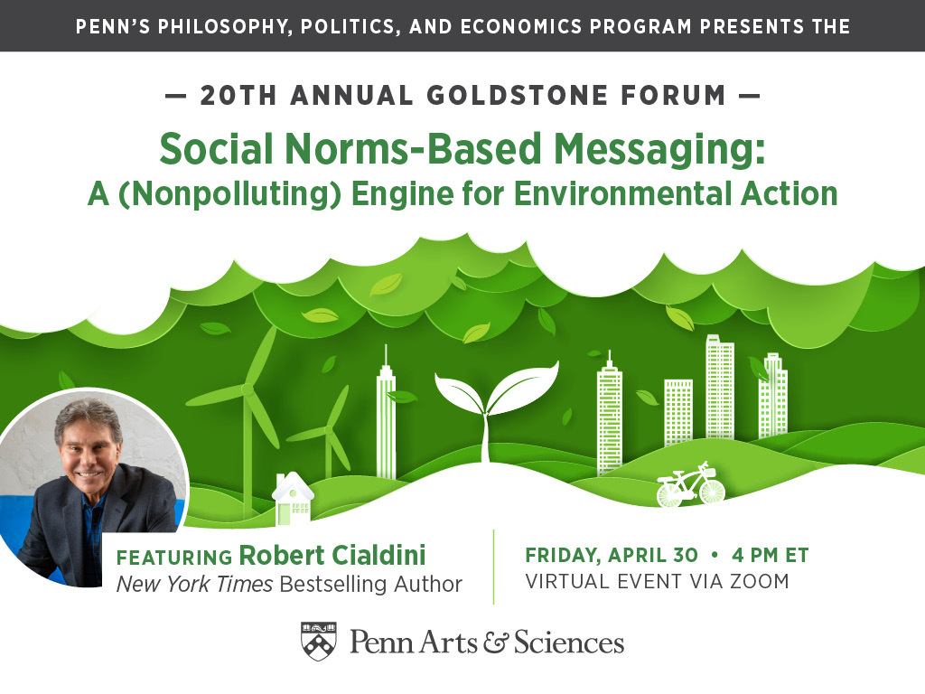 We're very happy to announce that the Goldstone Forum from the PPE Program at Penn will host <a href="/RobertCialdini/">Dr. Robert Cialdini</a> next week!
Find more info and register here: sas.upenn.edu/events/goldsto… 
<a href="/PennSAS/">Penn Arts & Sciences</a> <a href="/PennMBDS/">PennMBDS</a> <a href="/Penn/">Penn</a> - mailchi.mp/df706fd7d973/n…