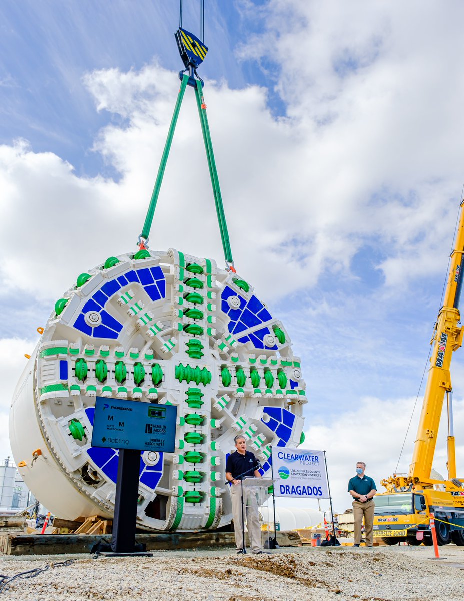 SanDistricts's tweet photo. Thanks to all who attended our virtual launch for the #ClearwaterProject tunneling machine. We unveiled Rachel, our custom-built TBM & recognized the student finalists of our naming & art contests. This was the chance to see Rachel before she is lowered into the ground!#RachelTBM https://t.co/s46LTIS5LJ