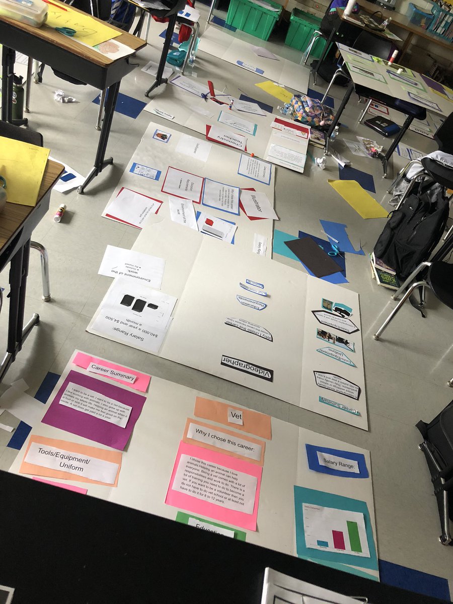 Embracing the mess after state testing while students work on their career fair boards! 🤓 #writingteacher #iteachfifth