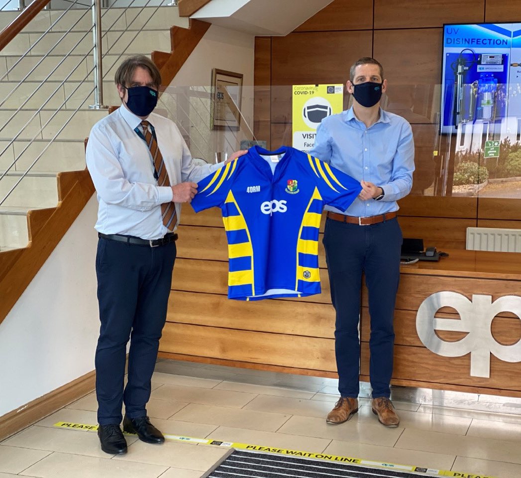 A huge thank you to the EPS Group for sponsoring a set of match day Carrigaline RFC jerseys for our u16 team. Pictured here is Patrick Buckley, Managing Director of the EPS Group, presenting the jerseys to Jerome O'Sullivan,Chairperson of Carrigaline RFC, at EPS Group Head Office