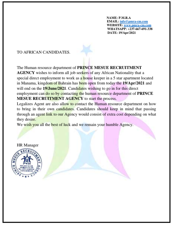 PrinceMesue recruitment agency (@pmra_cm) on Twitter photo 