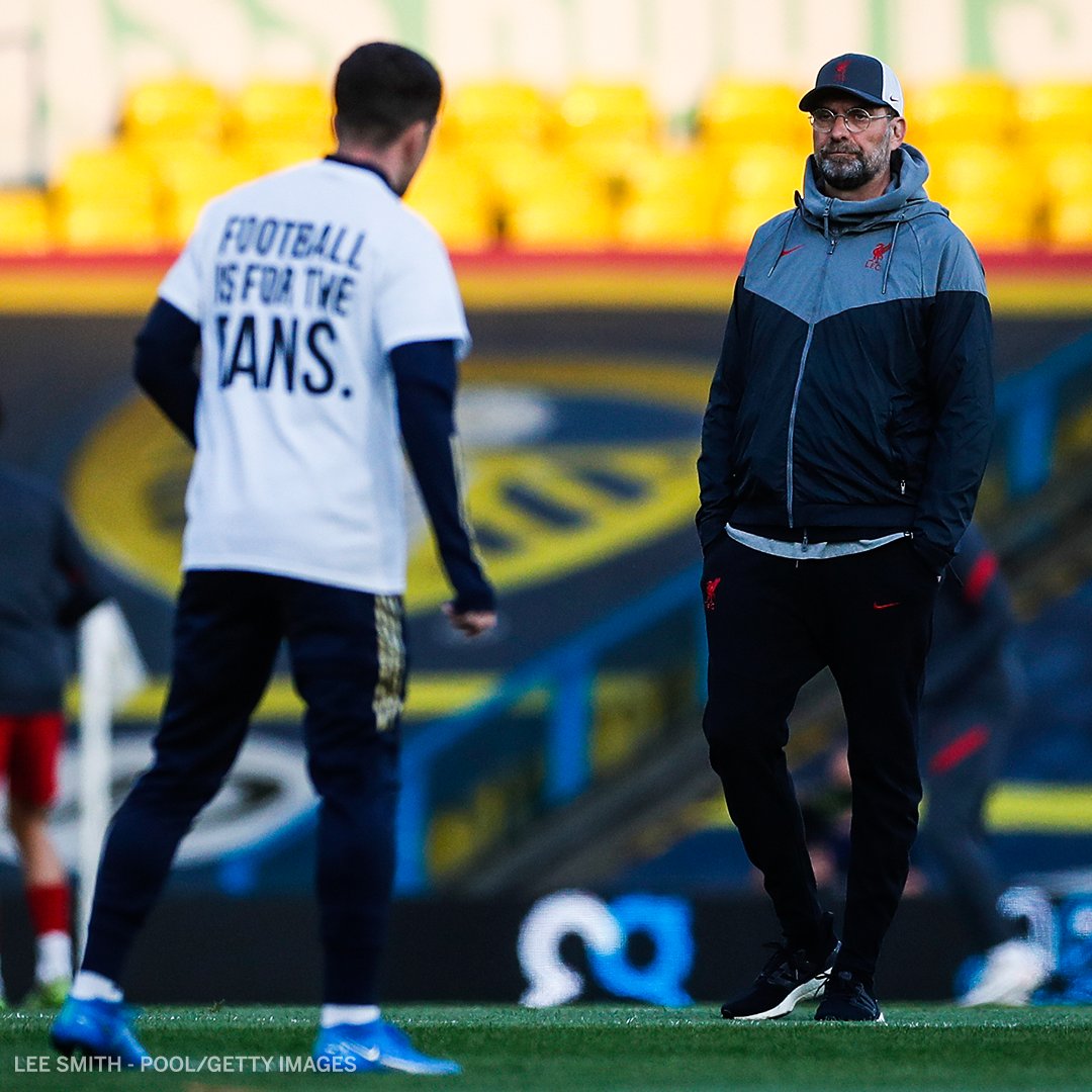 ESPNFC's tweet photo. Leeds are warming up to face Liverpool with t-shirts that say: 'Champions League: EARN IT. Football is for the fans.' https://t.co/XgU912QPpH
