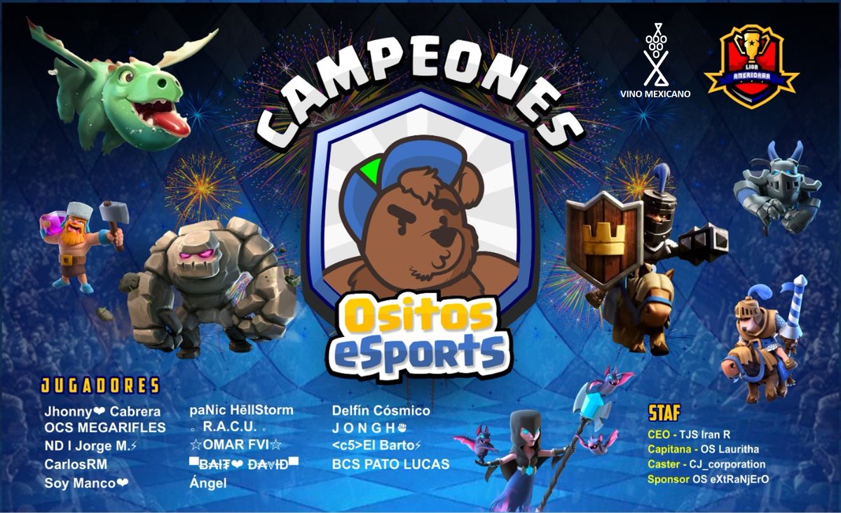 🎮
<a href="/JhonnyCabreraCR/">Jhonny Alexander Cabrera</a>
@MegariflesCr
<a href="/NDJorgeM/">Jorge Luis Millones Castañeda</a>
<a href="/CarlosRM_04/">Carlos RM / CarlosRM⚡️UwUr</a>
<a href="/SoyManco10/">soy manco</a>
@HellStorm_CR
<a href="/RogielloCastro/">。R.A.C.U. 。</a>
<a href="/OmarFvi/">Omar Fvi</a>
<a href="/LoRd2713/">L͢͢͢oRd♤Ⅾ₳℣łĐ27</a>
<a href="/AngelClashGT/">Angel</a>
@David_CR_DC
@JonGH_5
<a href="/patolucasYT/">pato Lucas YT</a>

🗣️ Staf

👩‍ Cap <a href="/LaurithaCR/">OS - Lauritha</a>

🎙️ <a href="/CJcorporation91/">CJ_corporation</a>

🎨 <a href="/CaveQs/">QS I Cave</a>

🔯 Sponsor 🍷🇲🇽
<a href="/nestorvinomx/">NESTOR CRUZ JUAREZ</a>

👨‍💼 CEO
<a href="/TJS_Iran_R/">TJS - Iran R</a>