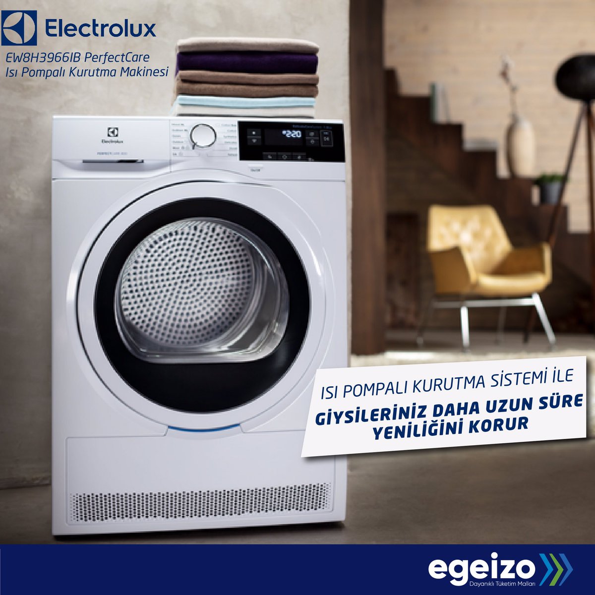Kurutmaya çekineceğiniz en hassas giysilerinizi bile yıpratmadan kurutur. 
#electrolux #perfectcare #kurutma  #kurutmamakinesi #ısıpompası #delicatecare #izmir #egeizo