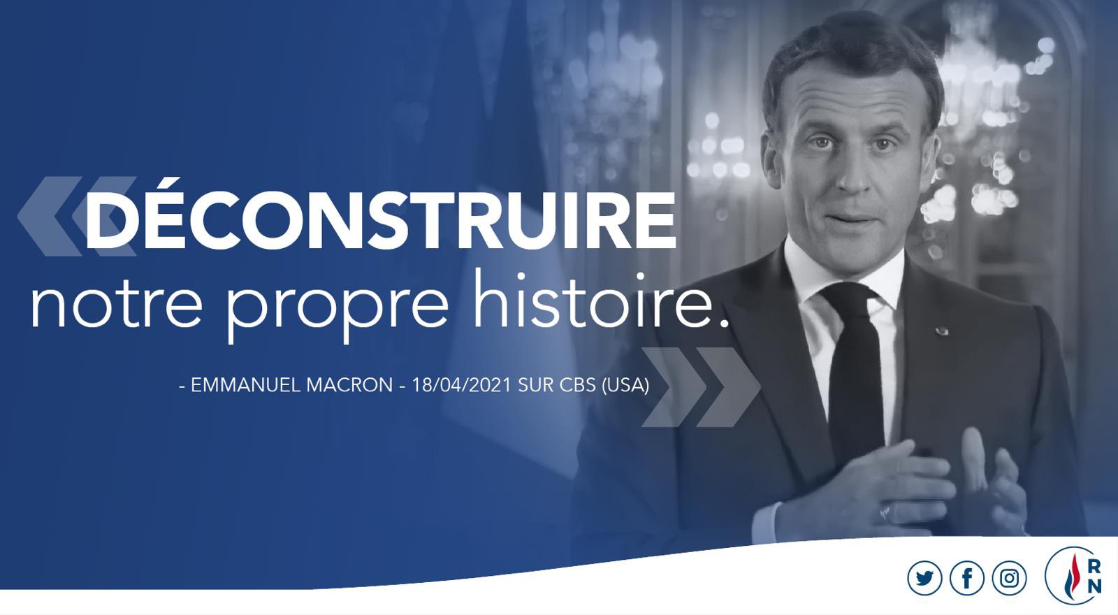 Rassemblement National on Twitter: "🔴 « Déconstruire notre propre histoire  » : voilà le vrai projet, exprimé à la télévision américaine, d'un  président qui culpabilise les Français, qui n'aime pas l'histoire de