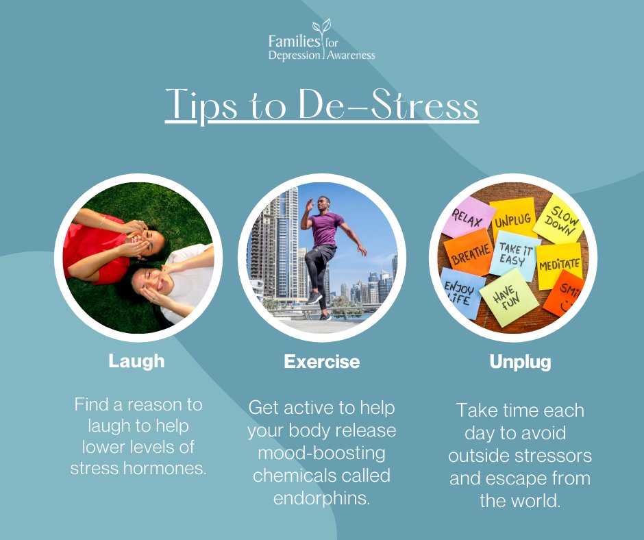 FamilyAware's tweet image. Too much stress can negatively impact your well-being. It is important to take time to de-stress when it starts to impact your day-to-day life. Here are some simple ways to help manage stress to help your overall health. #StressAwarenessMonth