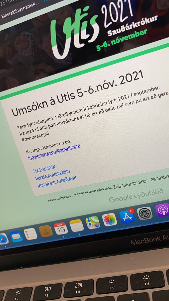 🤞🏻🤞🏻🤞🏻🤞🏻 #utís2021 #menntaspjall <a href="/IngaDiss/">Inga Dís</a> <a href="/valla_dan/">Valla Dan</a> <a href="/UnnurValgeirs/">Unnur Valgeirsdóttir</a> <a href="/BergmannGudm/">Bergmann Guðmundsson</a> <a href="/sandra_rebekka/">Sandra Rebekka</a> <a href="/asdis_elva/">Ásdís Elva Kristinsd</a> vonandi öll búin að senda inn umsókn 👌