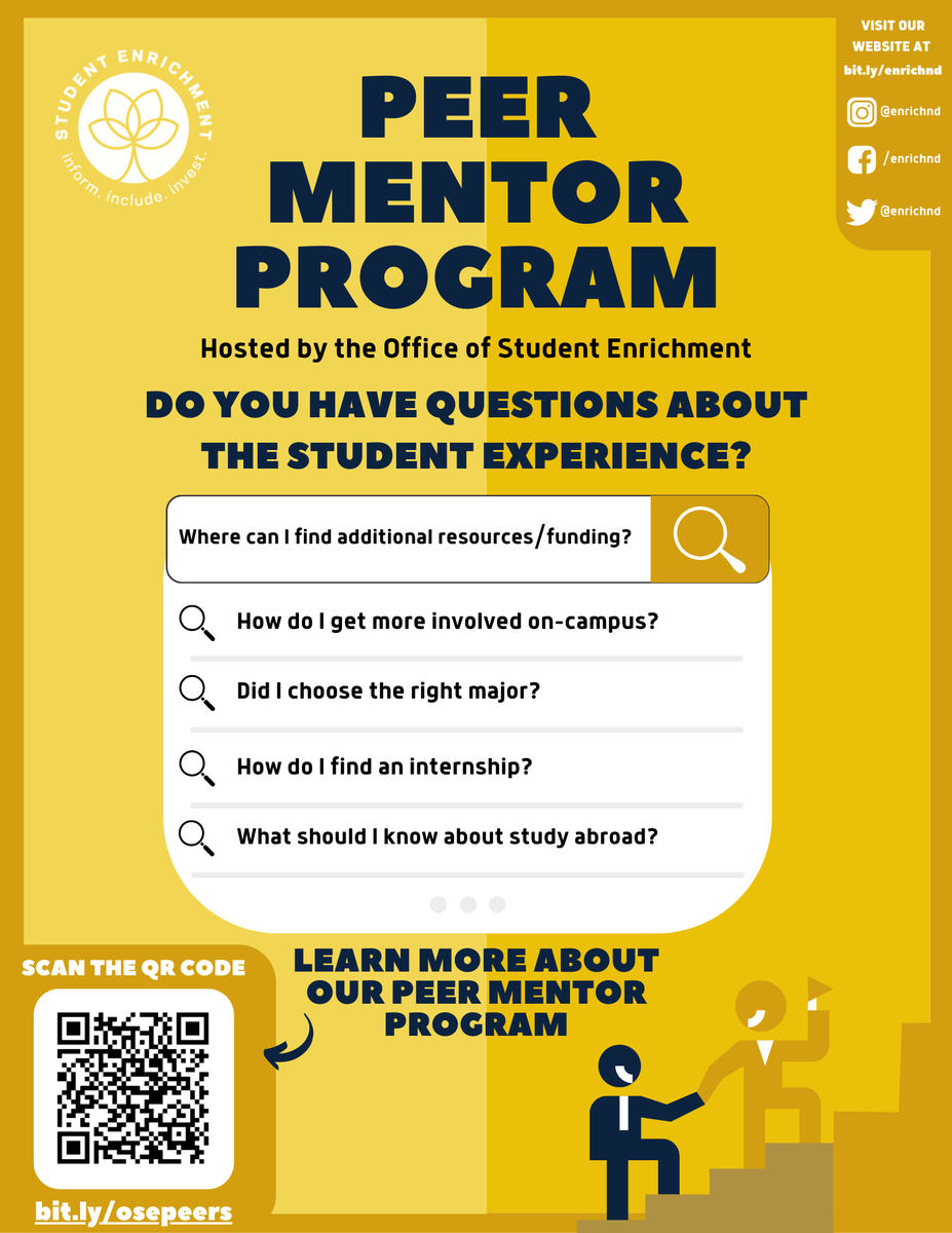 Scan the barcode below to learn more about the Peer Mentor Program hosted by the Office of Student Enrichment!