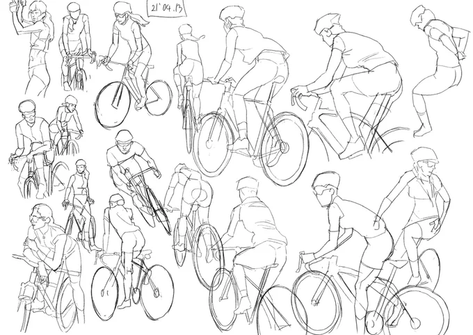 自転車の絵は前かがみとか苦手要素てんこ盛りなので勉強になる… 