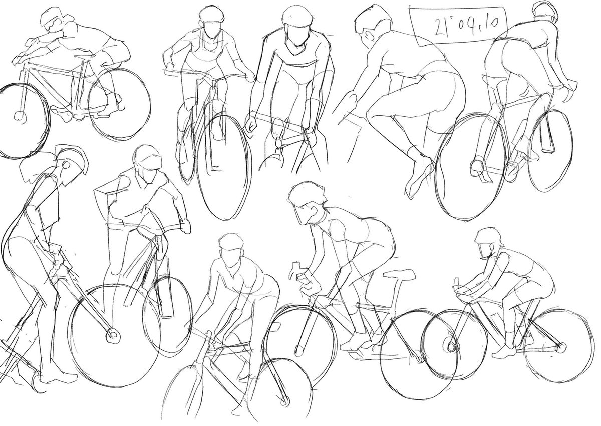 自転車の絵は前かがみとか苦手要素てんこ盛りなので勉強になる… 