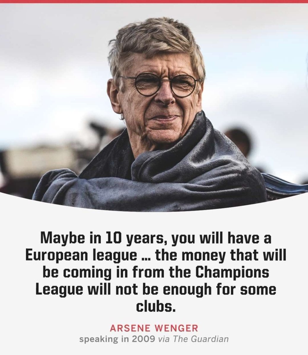 Arsene Wenger 🥺
.
.

That's it, that's the tweet!

#SuperLeagueOut #FootballAgainstSuperLeague #FansAgainstEuropeanSuperLeague
