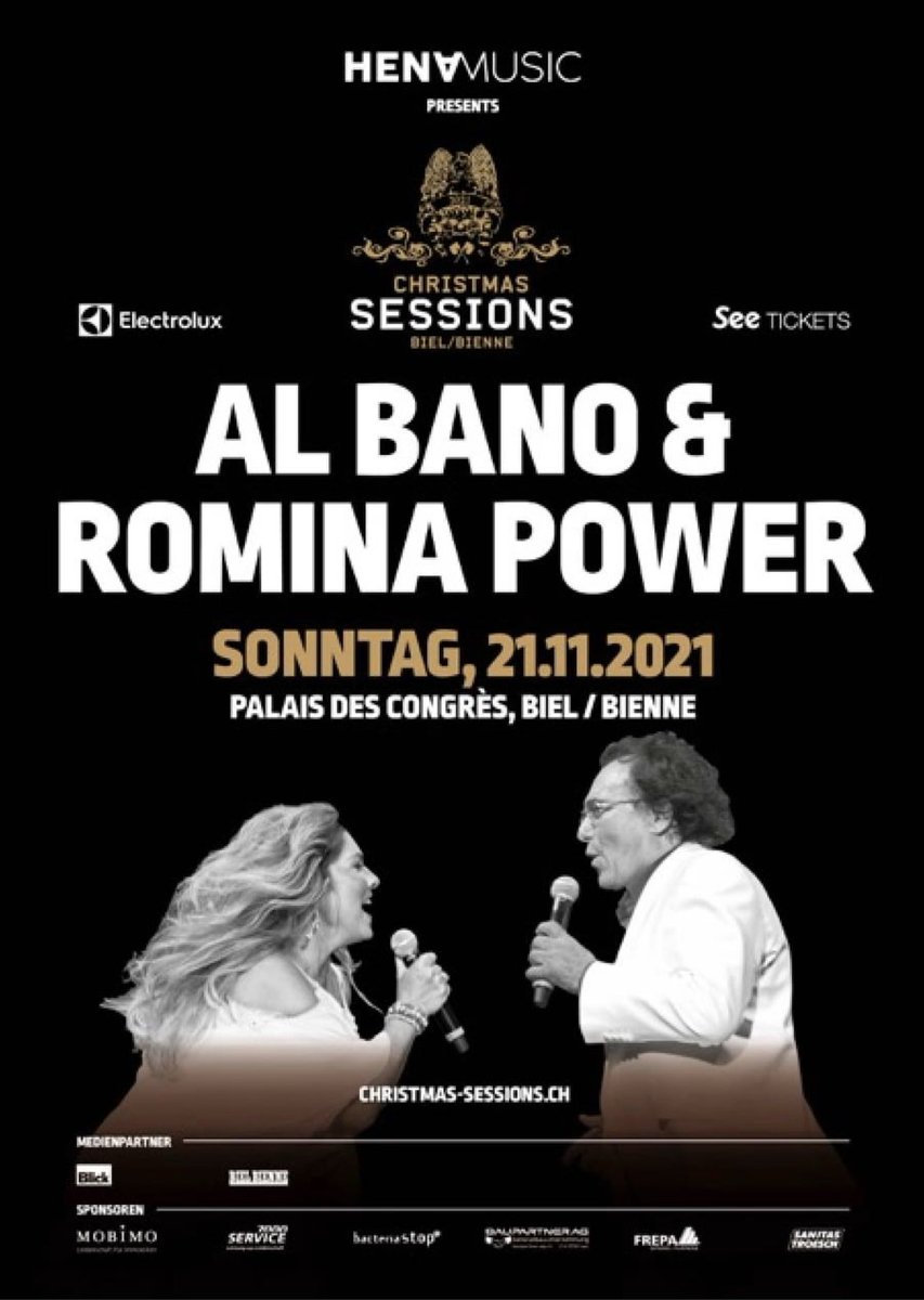 🌟WE PROUDLY PRESENT🌟 ALBANO & ROMINA POWER 21. November 2021 Christmas Sessions@Biel ➡️ TICKETS ⬅️ starticket.ch/de/tickets/alb… #albanoeromina #musicaitaliana #MusicConnected #christmassessions2021
