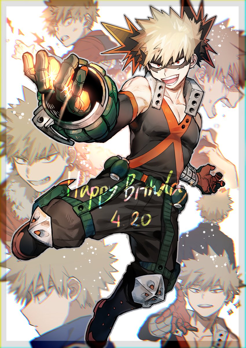 bakugou katsuki happy birthday male focus blonde hair spiked hair 1boy open mouth red eyes  illustration images