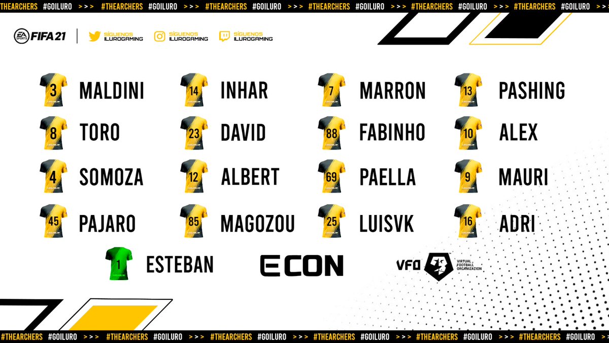 #FIFA21 | Clubes Pro

Estos son los 17 jugadores que defenderán a Iluro en <a href="/VFOspain_ps/">VFOspain PS</a> y en @e_contenders 💪

¡Hoy debutamos en Segunda de VFO! 

Bienvenidos 👋 #TheArchers 🏹