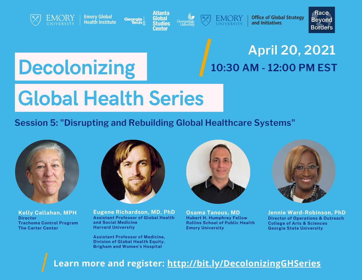 Join us to tomorrow to learn about the colonial influences on global health and why we need to disrupt and rebuild global healthcare systems. globalhealth.emory.edu/.../forum-spea…