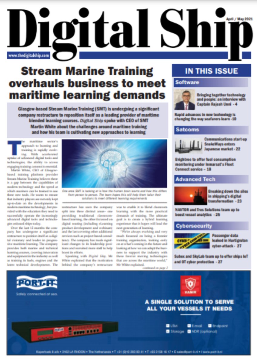We're delighted to be featured on the front page of the April/May 2021 edition of @TheDigitalShip! You can read more at bit.ly/3gmqpa5