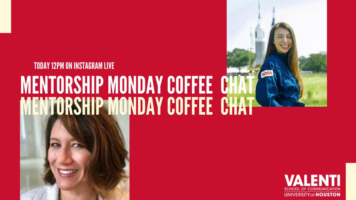 UHValentiSchool's tweet photo. TODAY at 12pm, we're having our #MentorshipMonday Coffee Chat on IG Live with Kim Stinebaker & Stephanie Fernandez. They'll talk about the importance of mentorship. #ValentiMentee #ValentiPride #VSAA https://t.co/1JkYeLAKaH