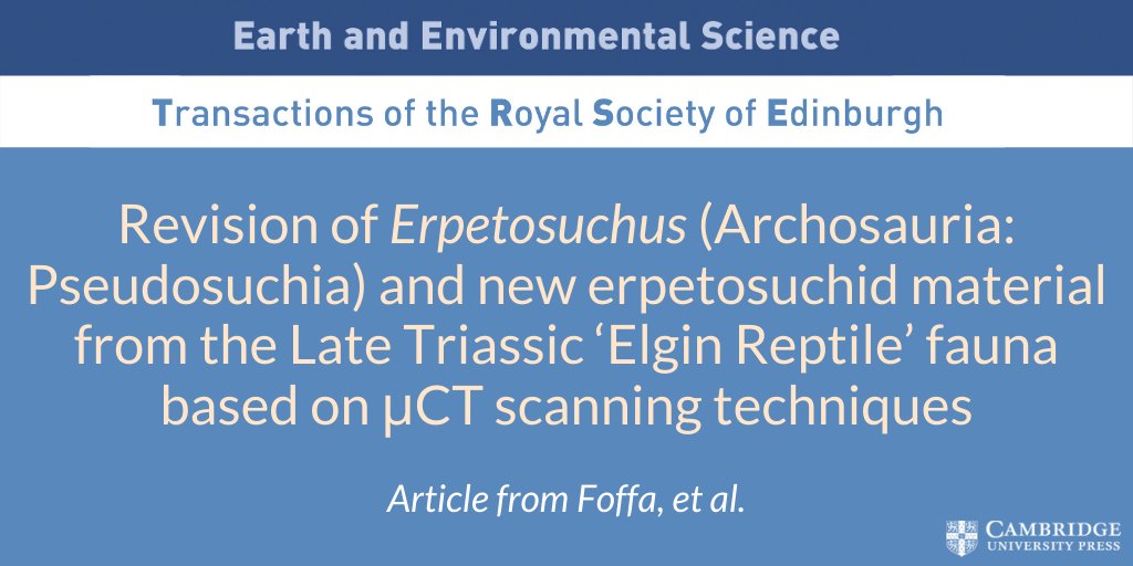 CambUP_EarthSci's tweet photo. Enjoy free access to the most popular article in the last 6 months, from 'Earth and Environmental Science Transactions of the Royal Society of Edinburgh' https://t.co/3fLtZ2FjZN
@news_RSE #anatomy #LateTriassic #systematics https://t.co/yXrwFr88tL