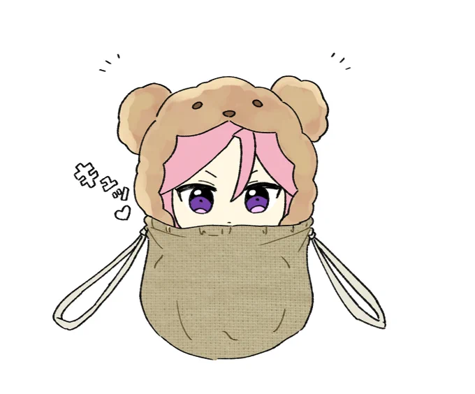 フォロワさんのお写真で肩からかけられてたこはぬいの納まり具合がめっちゃ可愛かったファンアートです 