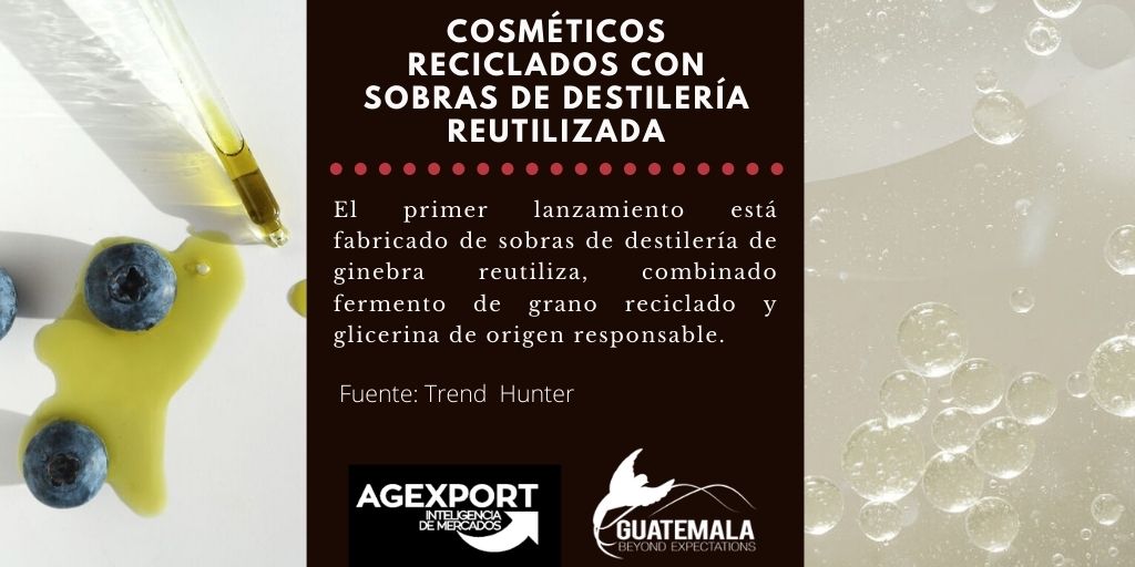 Marcas buscan formas de eliminar el desperdicio en su cadena de suministro por lo que lanzan un nuevo cosmético reciclado hecho de sobras de destilería reutilizada. <a href="/LPAJimenez/">Paola Alvarez</a> <a href="/AGEXPORTGT/">AGEXPORT</a>