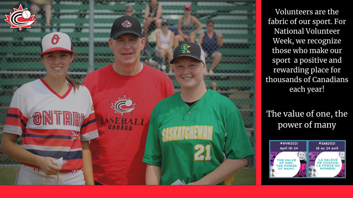 baseballcanada's tweet photo. Volunteers are the fabric of our sport. For National Volunteer Week, we recognize those who make our sport  a positive and rewarding place for thousands of Canadians each year!

#VolunteersBringChange | #NVW2021 https://t.co/Cwe0AqViDM