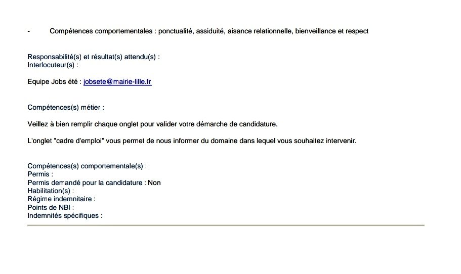 [#Emploi #jeune]
Été 2021 : 280 jobs à pourvoir à la mairie de <a href="/lillefrance/">Ville de Lille</a>
 
La mairie propose près de 300 jobs étudiants 
✅CDD 15 jours
✅Destination 18/25 ans
✅Pas de diplôme requis
✅Candidatures du 19/04 au 14/05
✅Temps complet
  
Inscriptions ⤵️
paas.elsatis.fr/prod3/portal/p…