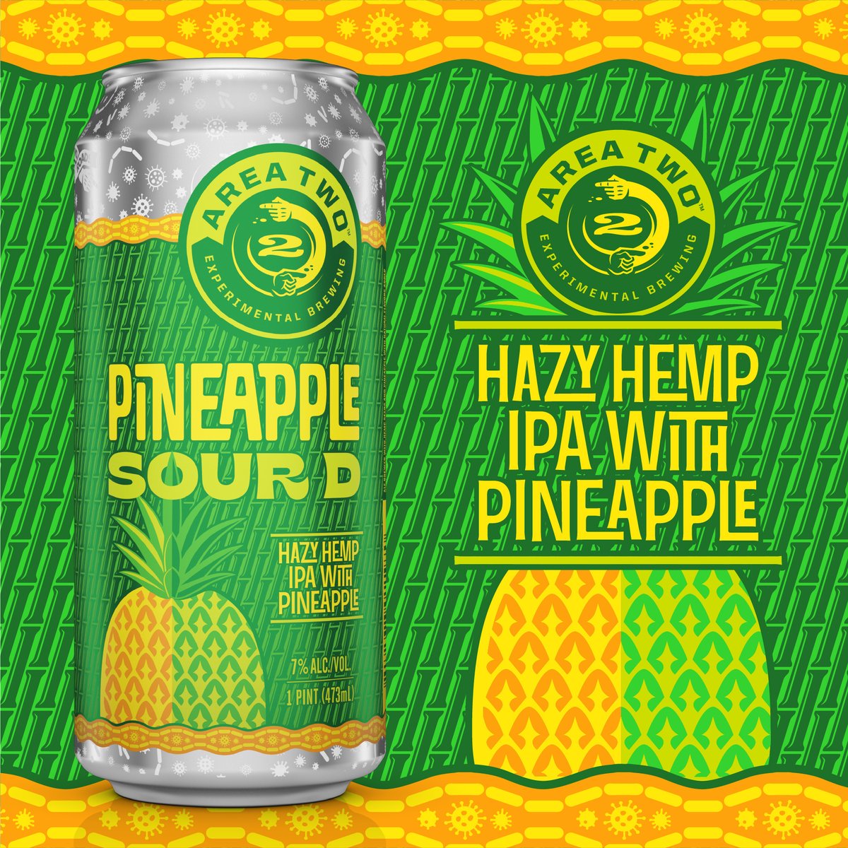 CraftBeerBrew's tweet photo. Pineapple Sour D Hazy Hemp IPA is a heady brew you can crush ‘til it’s cashed! Dank hemp aroma meets juicy pineapple haze. It’s always 4:20 wherever Area Two is sold. #ad #areatwo https://t.co/F8dWoI6tSN