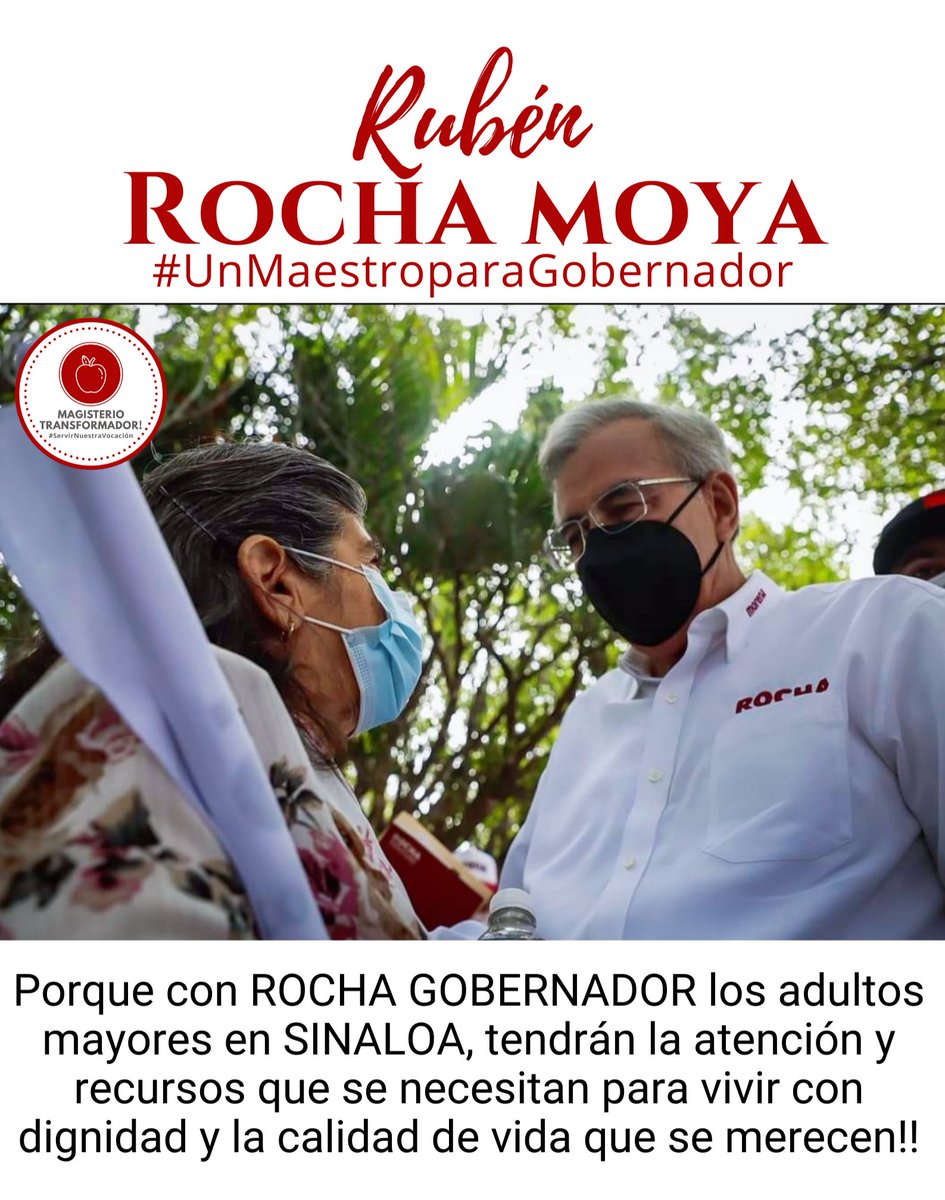 MagisterioTr's tweet photo. ROCHA CON LOS ADULTOS MAYORES, ROCHA GOBERNADOR!!
https://t.co/IVufqHc3nt
@lopezobrador_ @EneydaRocha @rochamoya_ https://t.co/M86dZc5C8m