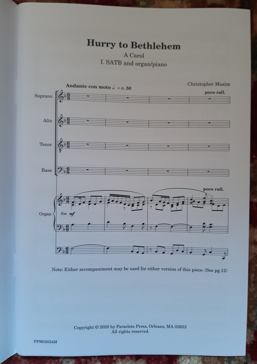 DrChrisMaxim's tweet photo. This #Christmas #choral piece comes in 2 versions: #SATB #choir and #unison voices with optional #descant. There are 2 versions of the accompaniment also: #organ and #piano. Either version may be sung with either accompaniment.
https://t.co/mGUpsdBGse
@paracletepress https://t.co/xVcdzBjwAY