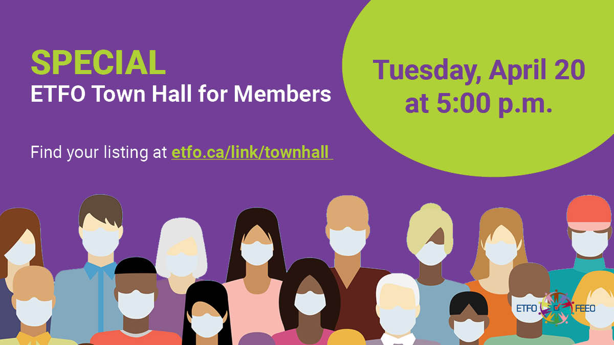 #AMETFO @ETFOeducators are reminded that the ETFO Town Hall will be held tomorrow at 5pm.