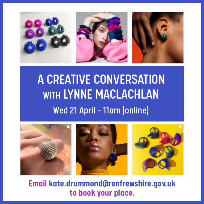 @RL4Leisure are hosting an informal online conversation on 21st April with Renfrewshire-based maker <a href="/LynneMacLachlan/">Dr Lynne MacLachlan</a>
