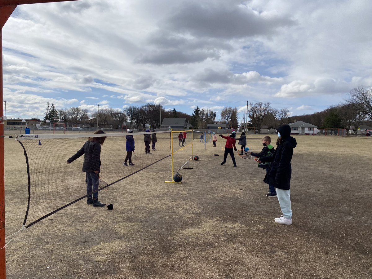 No gym?  No problem at EO! Outdoor badminton for our students.  #stayingactive #outdoorpe