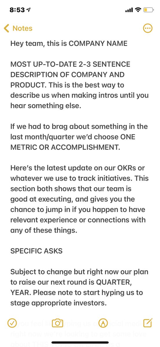 maiab's tweet image. As an angel investor, this would be my dream format of a portfolio company investor/friends update email to receive