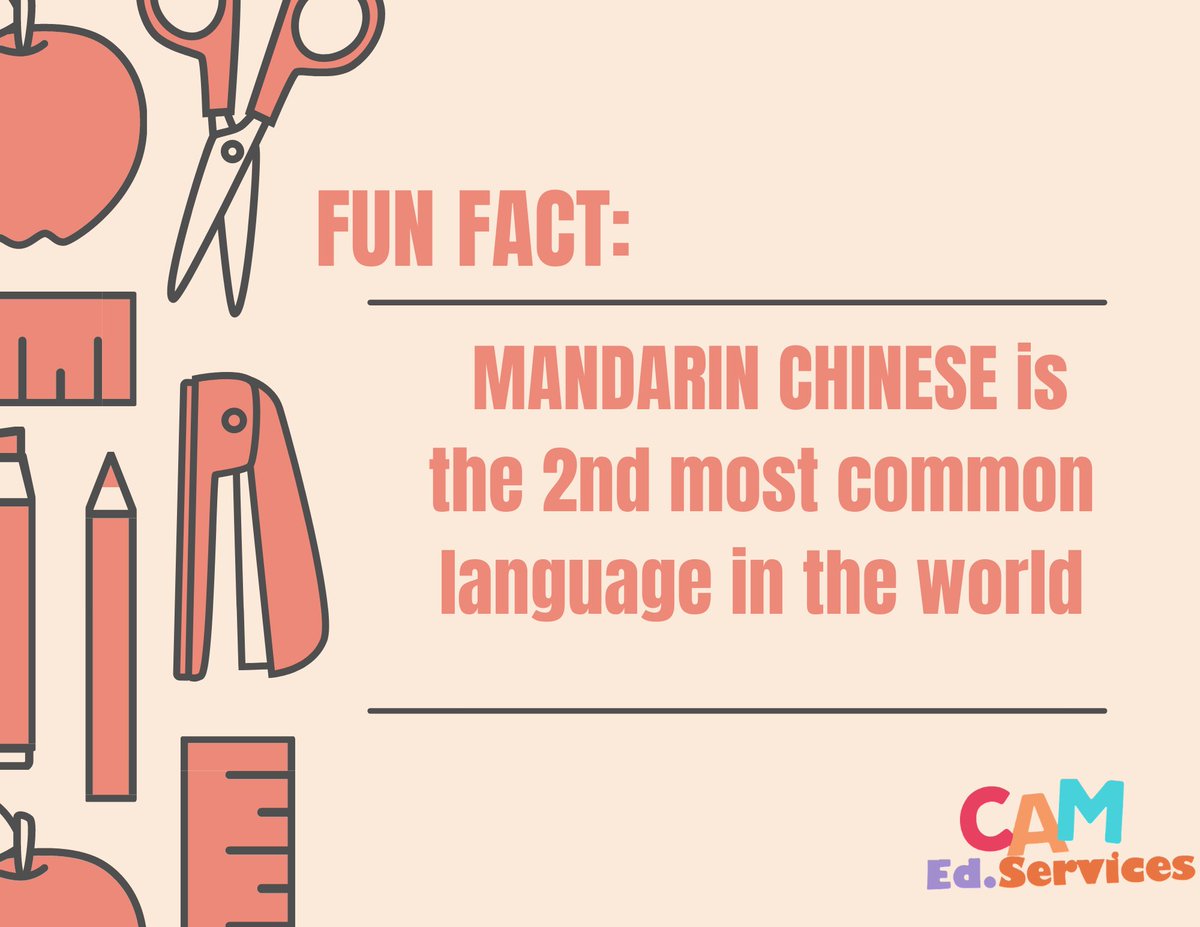 CAMEdServices's tweet image. Did you know Mandarin Chinese is the 2nd most common language in the world? At CAM Education, our Chinese program equips children with the ability to speak, listen, read and write Mandarin Chinese. Enroll your student now!