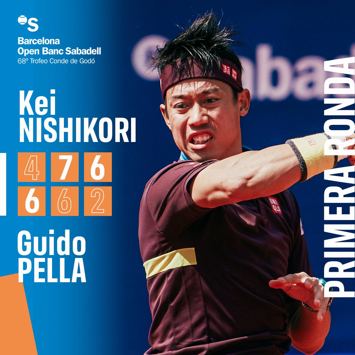 Barcelona Open Banc Sabadell Come Back Complete Keinishikori Wins In Three And Will Play Against Garin Cris In The 2nd Round 4 6 7 6 6 2 T Co Wqvl66uxiv