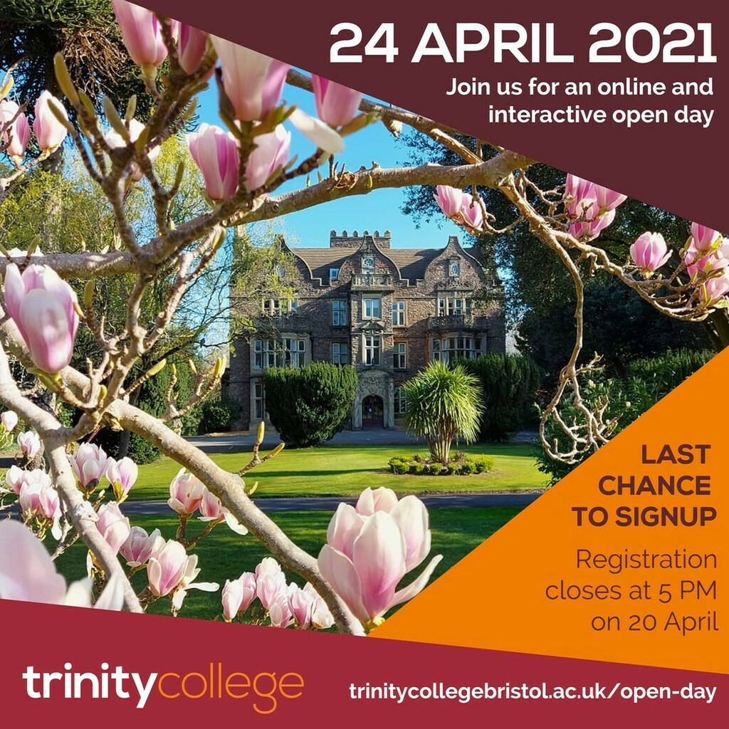 trinity_bristol's tweet photo. 24 hours till registration closes for our 24th April Open Day.

Learn more about Trinity and select options for breakout sessions including accommodation, finance, pioneering, an opportunity for your partner to chat with our Connect group for spouses, and more. 

(Photo cour… https://t.co/VckSjSQj1Y