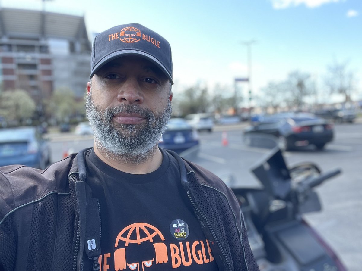 iamtimmo's tweet image. Reppin’ #TheBugle (and ⁦⁦@ZaltzCricket⁩’s hair) for my first Coronavirus vaccine. Get your vaccine and listen to #TheBugle.

cdc.gov/coronavirus/20… 
thebuglepodcast.com