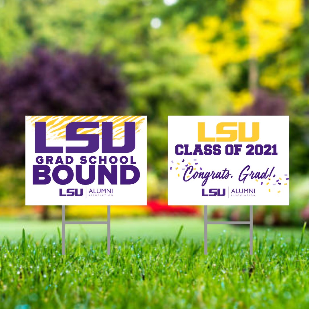 AlumniLSU's tweet photo. Are you #LSUBound? LSU Bound yard signs are now available! Grab yours at https://t.co/UdH2R8JNwa and have it shipped straight to your door! #LSUAlumni #LSUTigerNation @LSU @LSULawCenter @GradLSU @LSUHealthNO @LSUHS @LSUVetMed @LSUHSCNursing https://t.co/YroKNsG4vm
