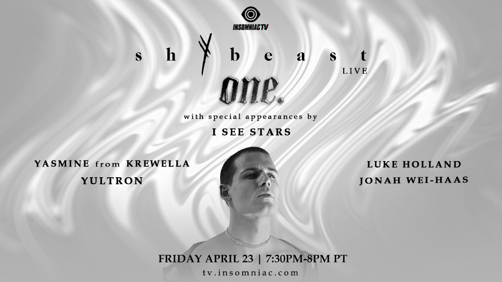 InsomniacTV (@insomniactv93) on Twitter photo #InsomniacTV goes <a href="/shybeast/">shYbeast</a> MODE. ⭕️ Join us THIS FRIDAY for a unique live performance featuring special guest appearances by <a href="/iseestarsmusic/">I SEE STARS</a>, <a href="/krewellayasmine/">Yasmine</a>, <a href="/LukeHolland/">Luke Holland</a>, <a href="/yultron/">Yultron</a>, + <a href="/jweihaas/">Jonah Wei-Haas</a>! ⛓
Meet you at 7:30pm PT → tv.insomniac.com #InsomniacTV goes <a href="/shybeast/">shYbeast</a> MODE. ⭕️ Join us THIS FRIDAY for a unique live performance featuring special guest appearances by <a href="/iseestarsmusic/">I SEE STARS</a>, <a href="/krewellayasmine/">Yasmine</a>, <a href="/LukeHolland/">Luke Holland</a>, <a href="/yultron/">Yultron</a>, + <a href="/jweihaas/">Jonah Wei-Haas</a>! ⛓
Meet you at 7:30pm PT → tv.insomniac.com