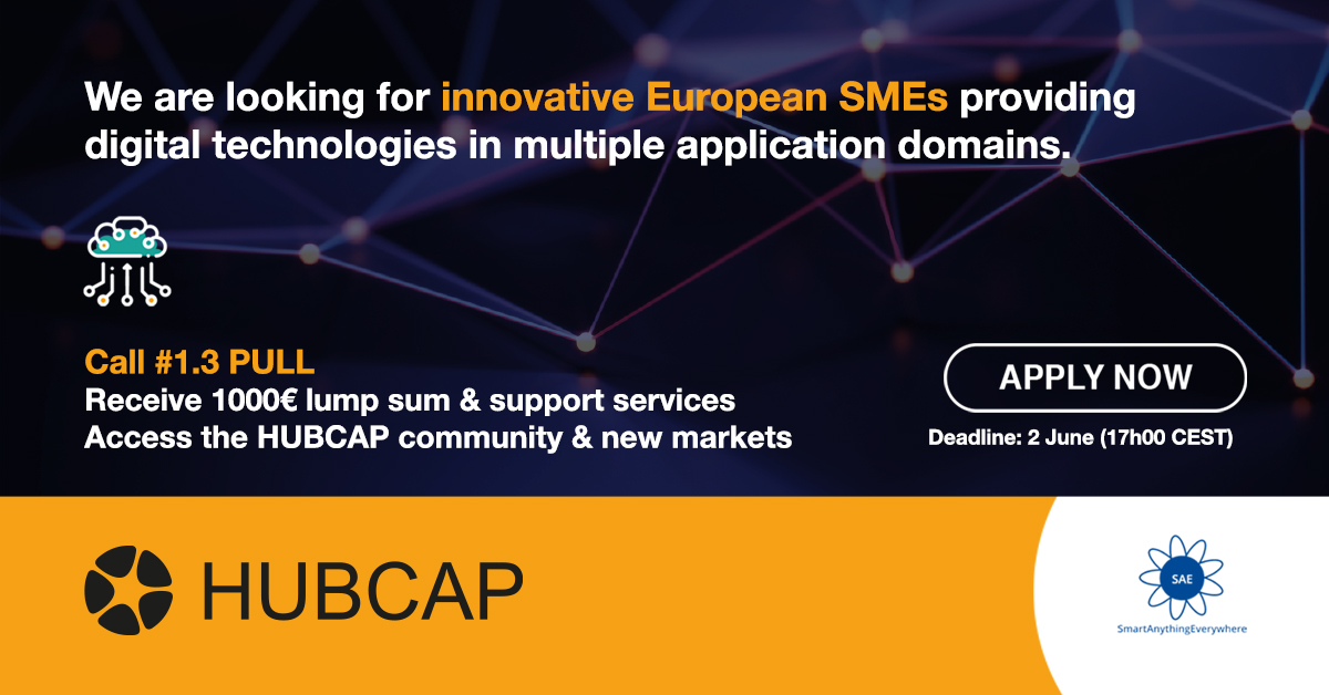 hubcap_eu's tweet photo. 🚨@hubcap_eu Call #1.3 PULL 🚨is open to applications! A mini-grant of €1000 will be given to #SMEs #CPS providers which may be interested in adding their #MBD tools &amp; models in our marketplace! 
Apply now👉https://t.co/CH5DCcRkvC https://t.co/5Gr6VKyvrp