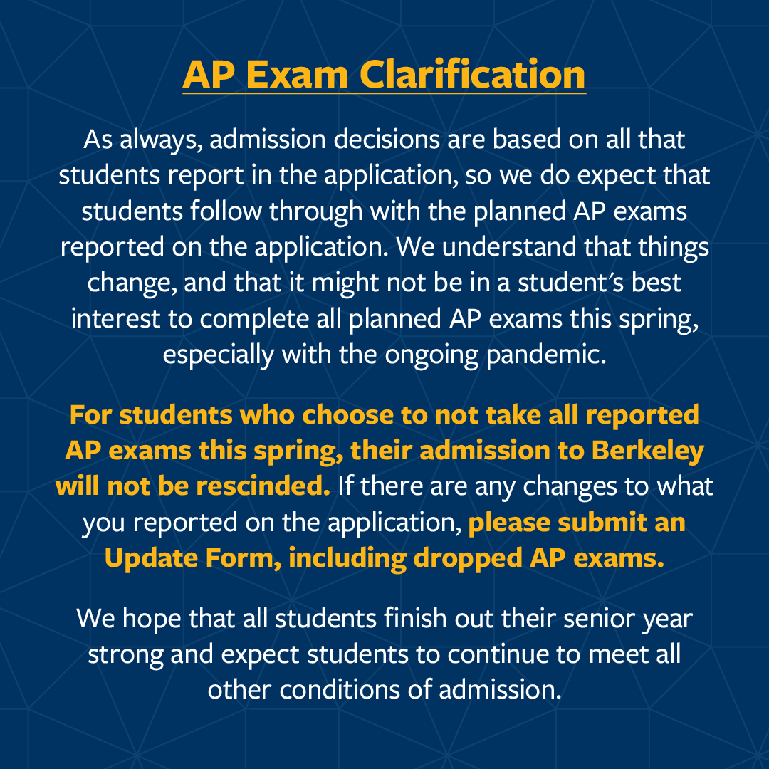 UC Berkeley Admissions on Twitter: "We want to clarify our expectations